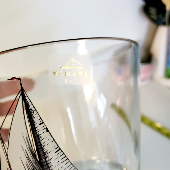 Vintage Viking Glass nautical ship ice bucket mid century modern MCM barware - Picture 3 of 4